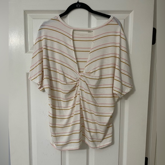 White top w/ pink and yellow stripes - Picture 2 of 2